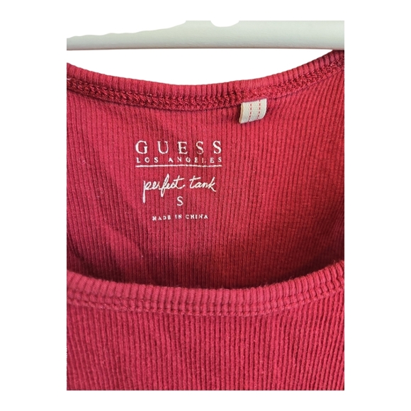 GUESS Red 🔴 Ribbed " Perfect Tank" Top - Picture 3 of 5